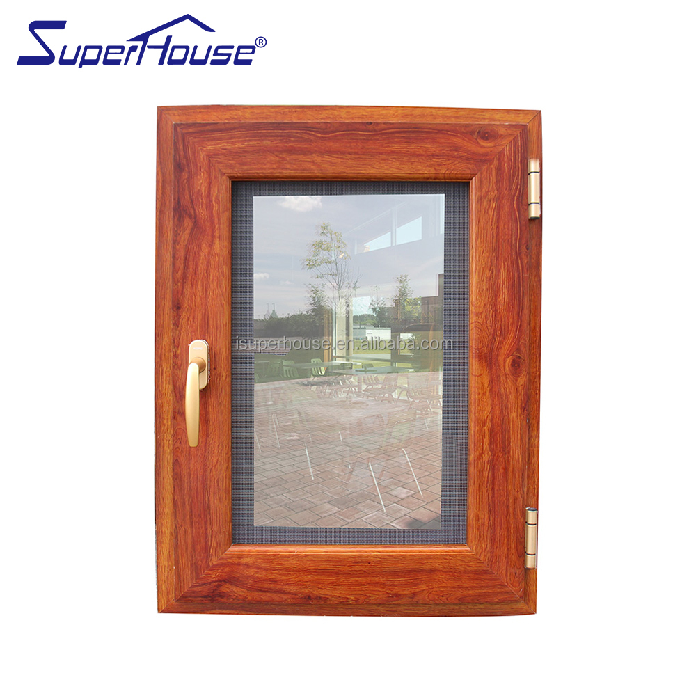 NOA Certified Aluminum Tilt&Turn Window Hurricane Resistant Wood Grain Frame Pastoral Style Windproof Rainproof Heat Insulation
