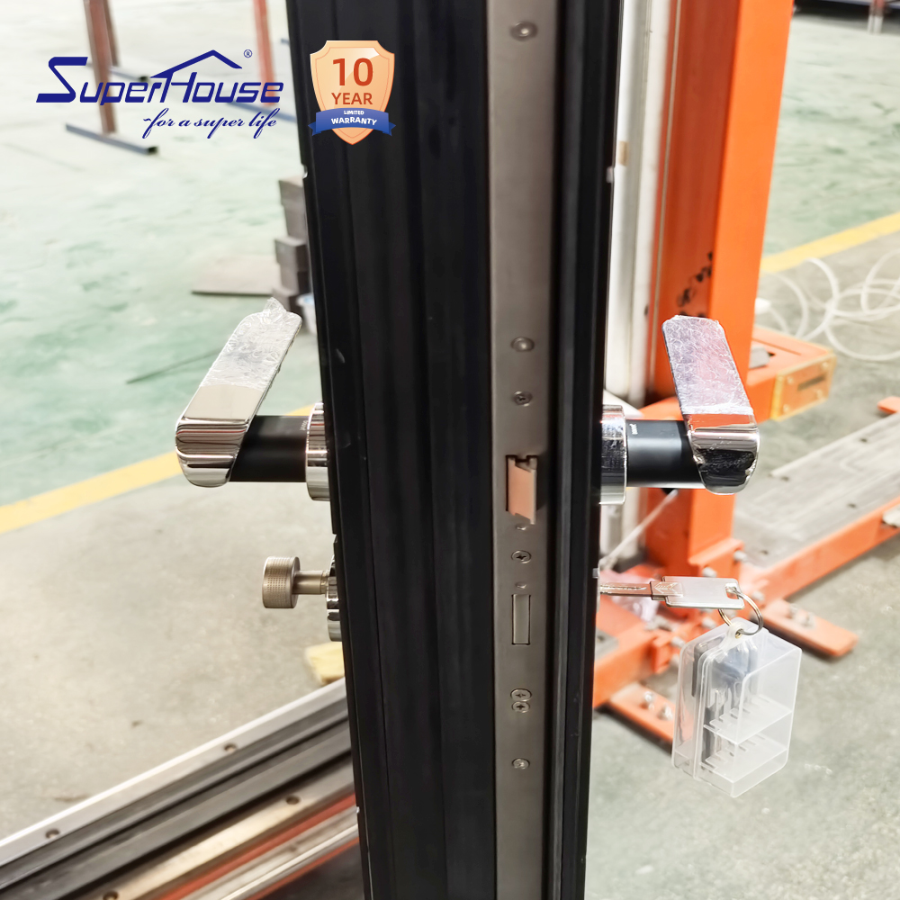 Modern Aluminum Alloy Security Entry Door for Villa Waterproof & Rustproof with Anti-Theft Lock & Fiberglass Screen Netting