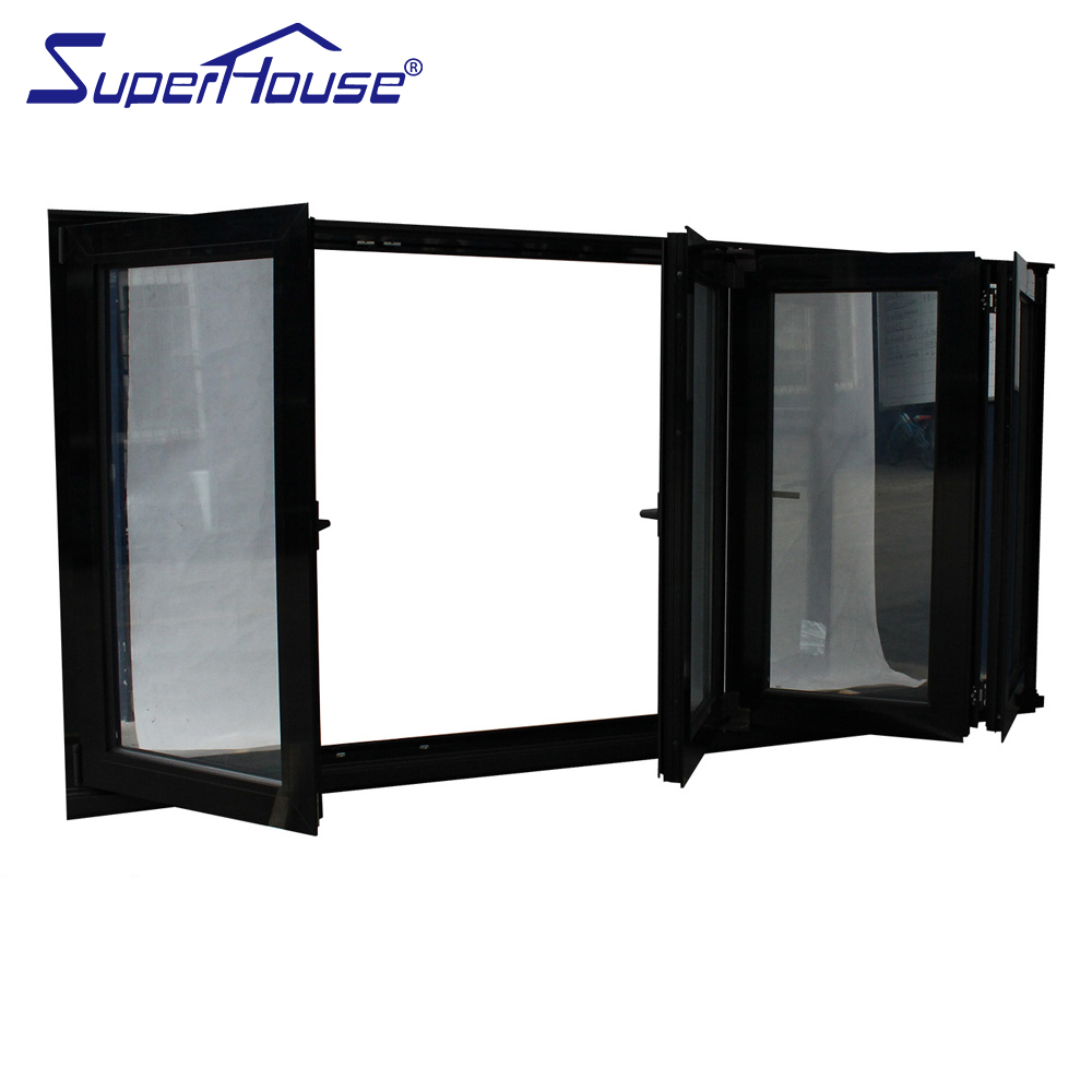 Factory Wholesale Luxury Full Glass Aluminum Alloy  Folding Window Custom Size for Patio Exterior