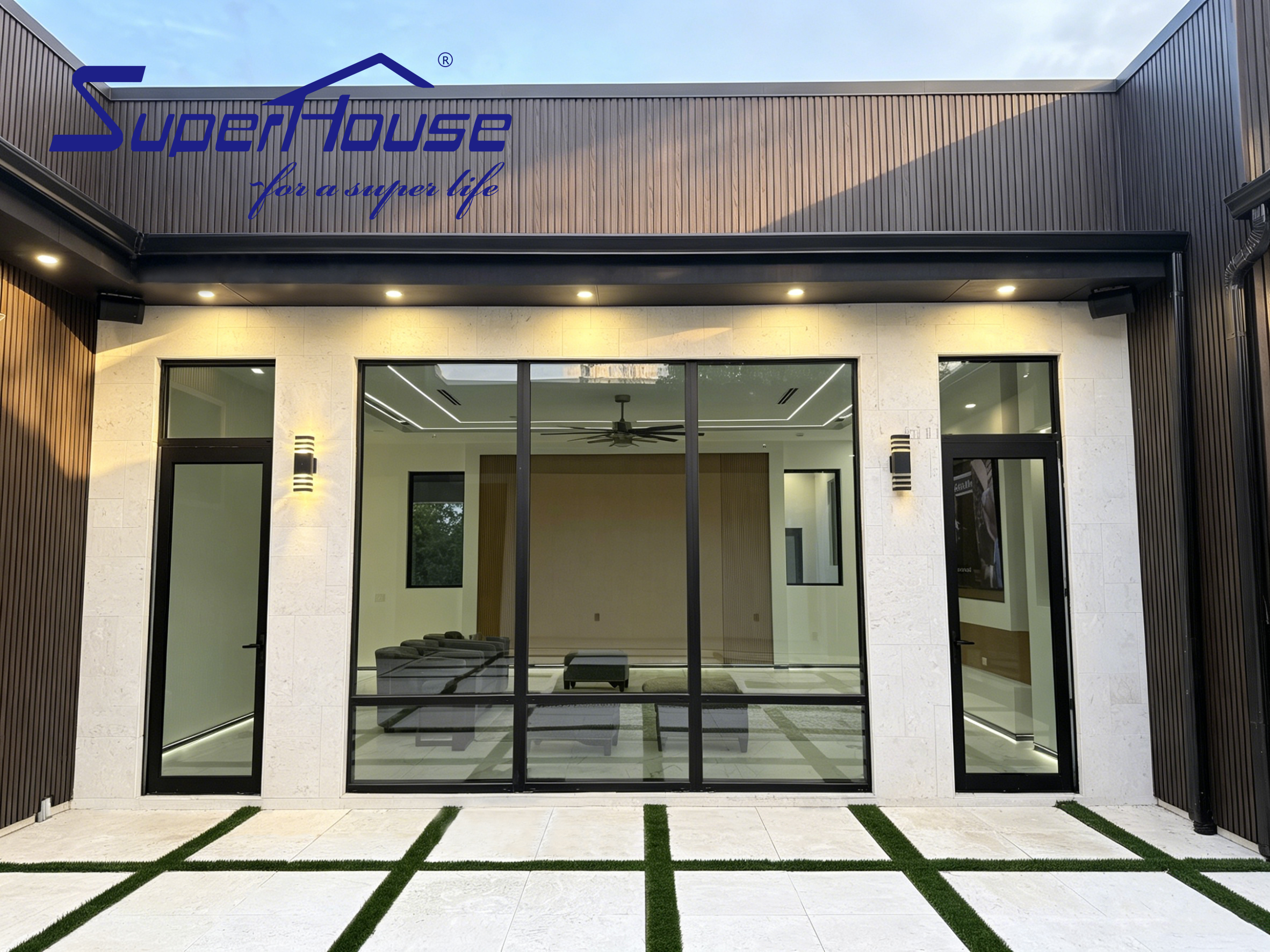 For Sliding Balcony Entry High Quality Full View Aluminum Framed Thermal Break Tempered Glass Energy-Efficient Modern