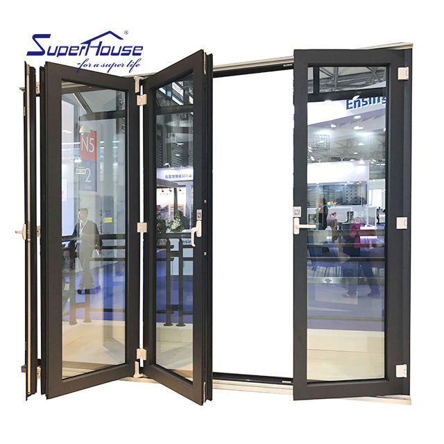 Modern Aluminum Folding Patio Glass Doors Passive House Movable Bi Folding Door Design