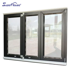 Superhouse Modern Design with High Quality Tempered Glass Windproof and Space-Saving Factory Price Aluminum Folding Window
