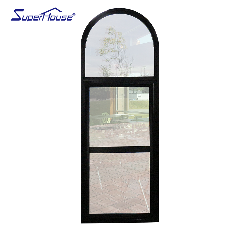 Superhouse New Design Top Arch Casement Aluminium Profile Tilt Turn Windows High Security Impact Glass Double Glazing