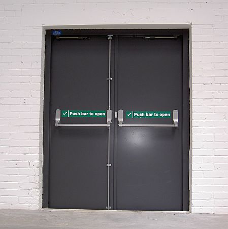 Fire Emergency Aluminum clear Tempered Glass Smart Lock 15N Power Push Panic bar Escape Door