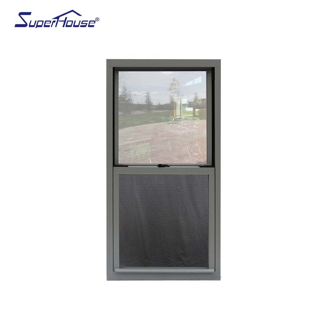 Thermal Insulation Hurricane Proof NFRC NOA FPA AS2047 Double Glass Aluminum Single Hung Window with Wooden Frame