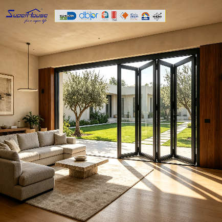 Florida Approval Bi Fold Doors  Aluminium Frame Hurricane NOA Glass Modern Design Foldable Sliding Door for Coastal House Miami