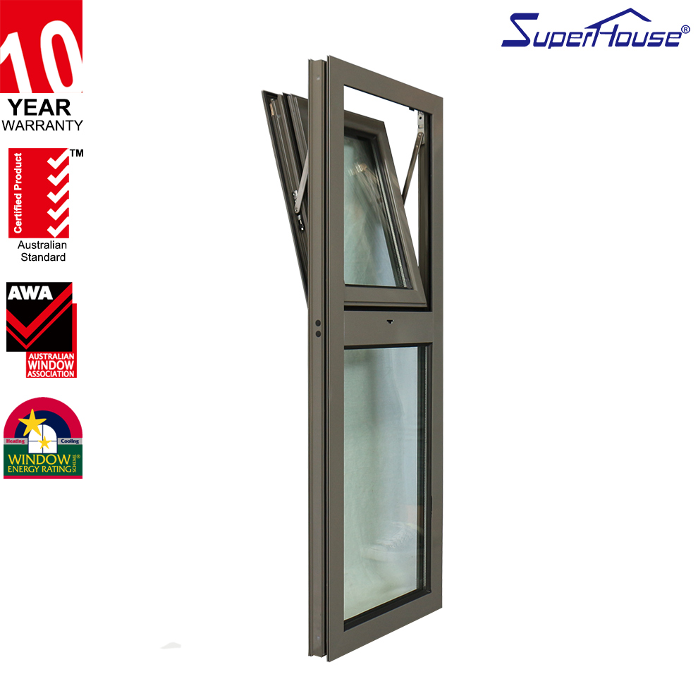 Factory Directly Hurricane Impact Windows Thermal Break Custom Double Glazed Tempered Glass Black Aluminum Awning Window