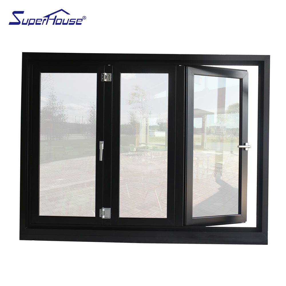 Superhouse Modern Design with High Quality Tempered Glass Windproof and Space-Saving Factory Price Aluminum Folding Window