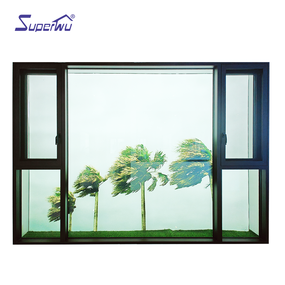 Superhouse High Performance Corrosion Resistant for Luxury Villas Commercial Office Building Black Aluminum Tilt Turn Window