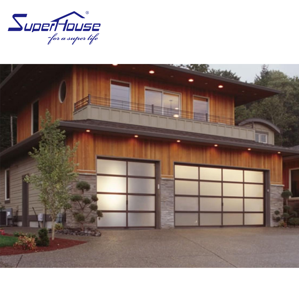 Miami-Dade NOA Certified Modern Black Powder Coated Aluminum Glass Garage Door, Impact & Wind Resistant for Luxury Villa Mansion
