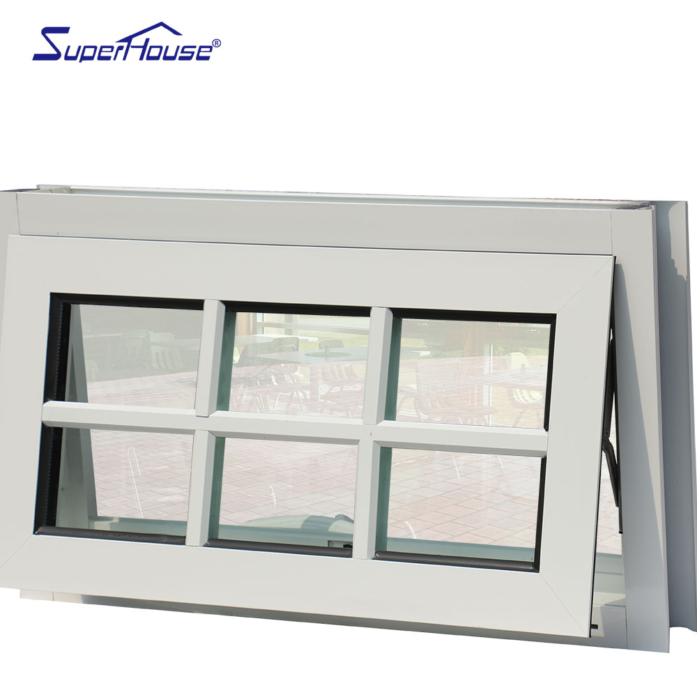 Superhouse Affordable Outdoor Waterproof Retractable Flyscreen Tempered Glass White Aluminum Awning Window