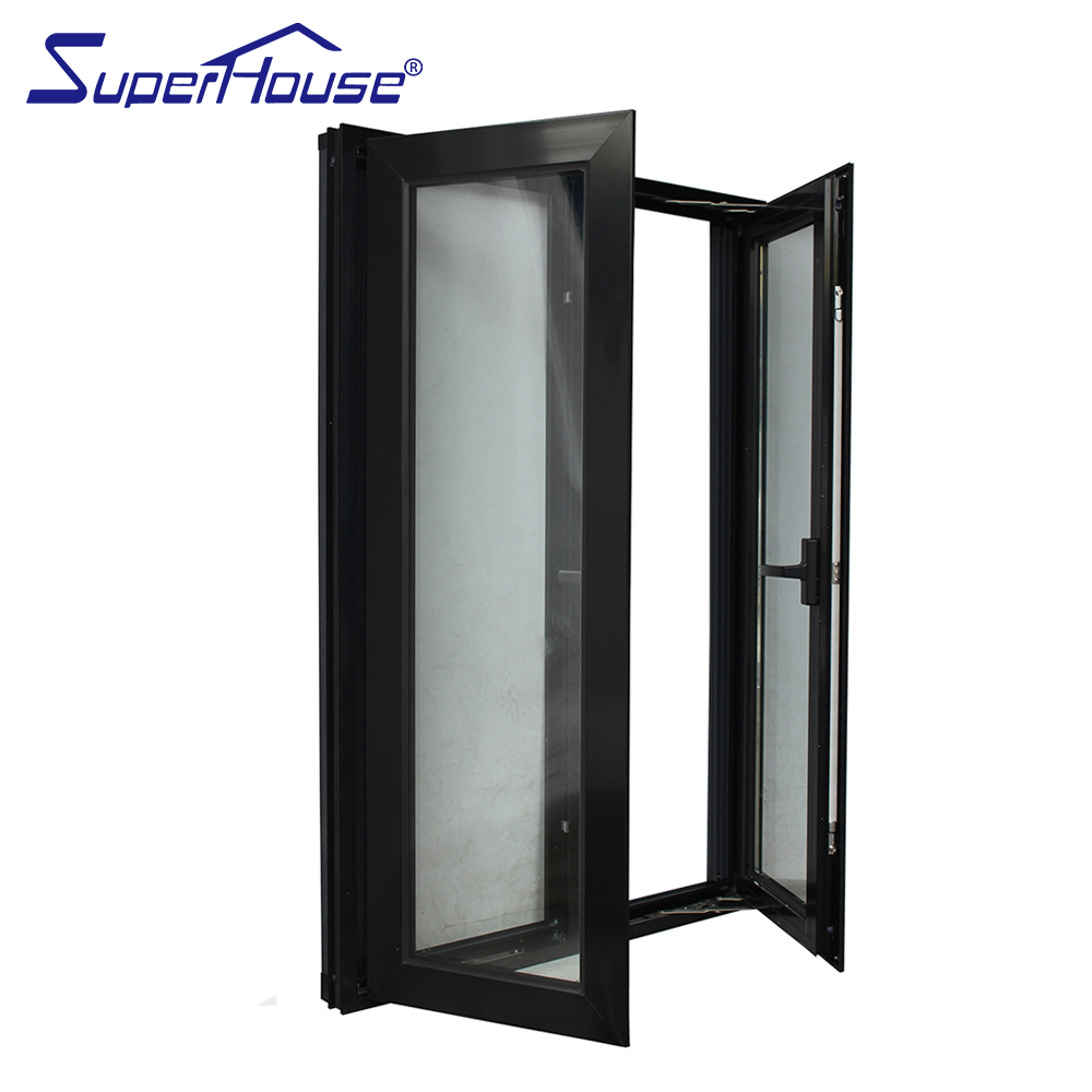 NOA Hurricane Certified Thermal Break American Window Big Glass Panel Aluminum Swing Casement Window with Retractable Mesh