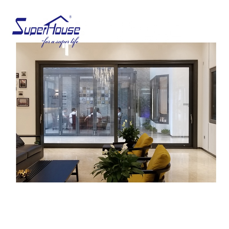 California HOT NFRC Slim Design  Windproof Doors Mordern Style Aluminum Sliding Door for Villa