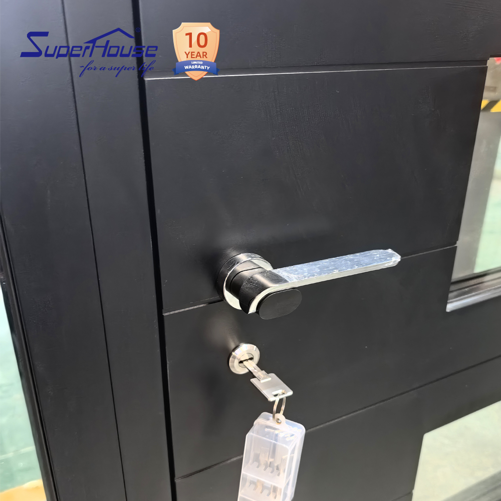 Modern Aluminum Alloy Security Entry Door for Villa Waterproof & Rustproof with Anti-Theft Lock & Fiberglass Screen Netting