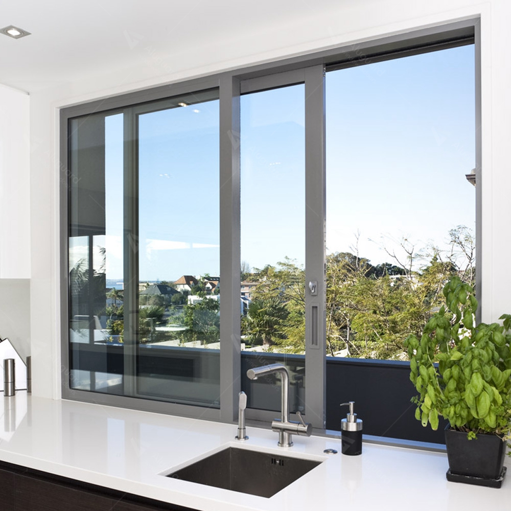 Residential Custom Sliding Window Horizontal Sliding Style Double Tempered Tinted Glass Privacy Protection for Kitchen Bedroom