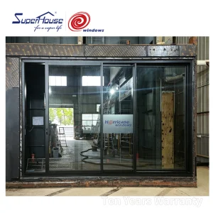 For Superhouse Modern Design Hurricane Double Glass Aluminum Sliding Door with Screen for Villas