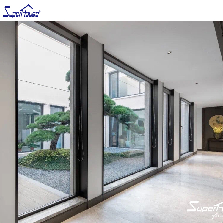 Villa House Large Fixed Vertical Picture Window Curtain Wall Corner Bay Windows with Tempered Safety Sound Proof Insulated Glass