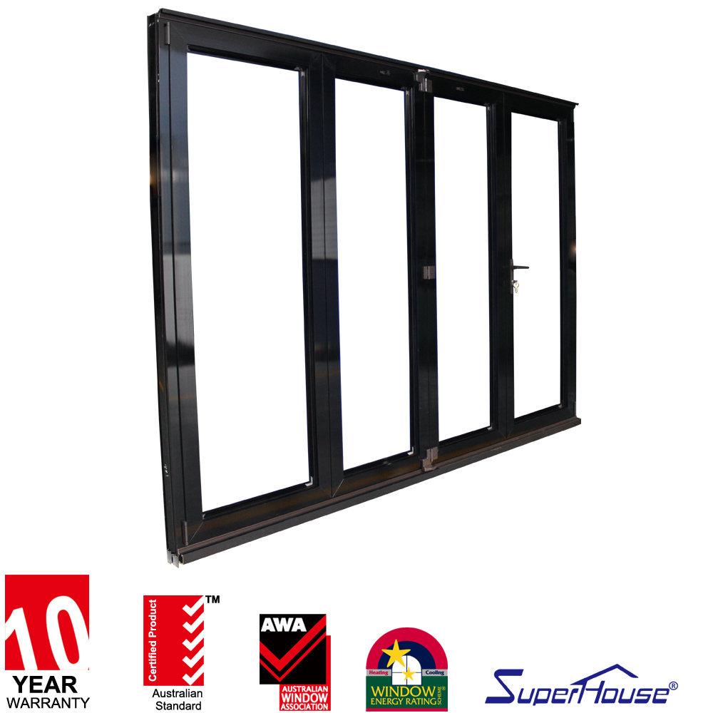 Hurricane Impact Aluminum Folding Door Commercial Store Front Door, German Hardware D Type Handle, Corrosion Resistant Rustproof
