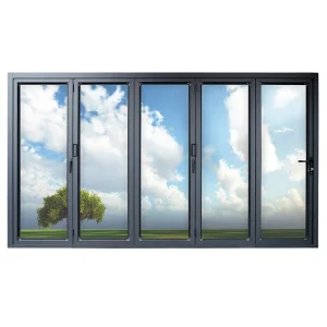 Australia AS2047 Standard Oversized Black Aluminum Hollow Glass Folding Patio Door Glass Bi-fold Door
