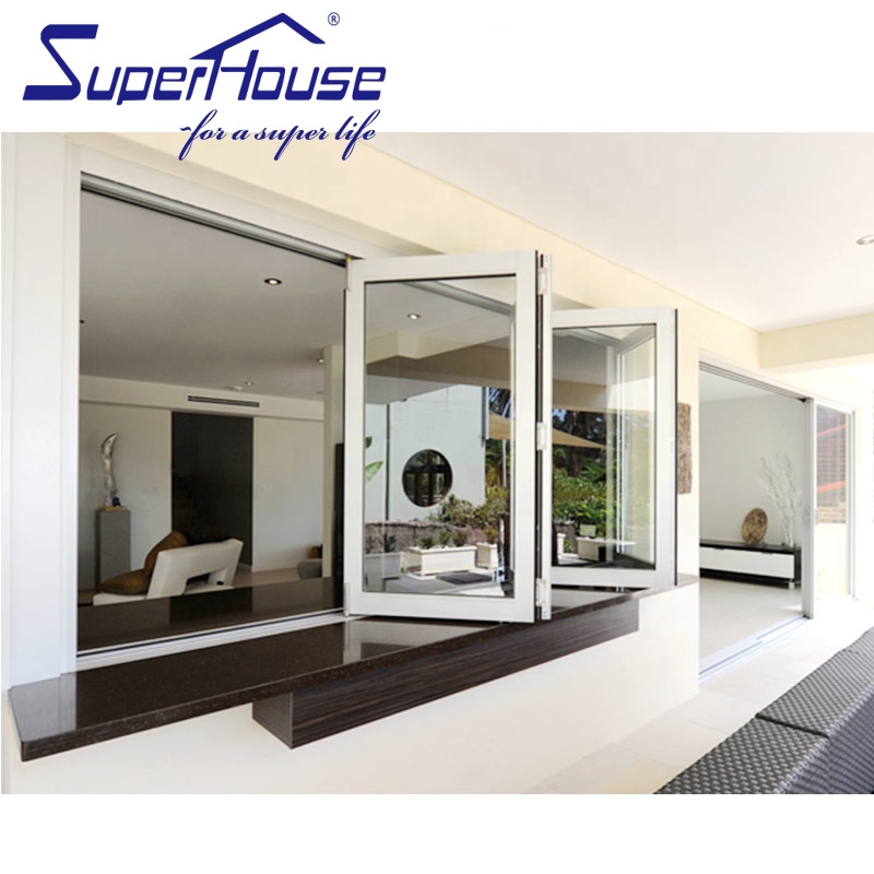 NFRC Impact Aluminium Bi Folding Window Aluminum Frame Tempered Glass Window Balcony Window for House