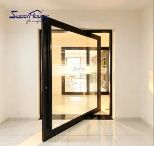 Aluminum Center Pivot Door Anti-Corrosion D2015 Powder Coating Large Ventilation For Florida Shop Balcony Office Building