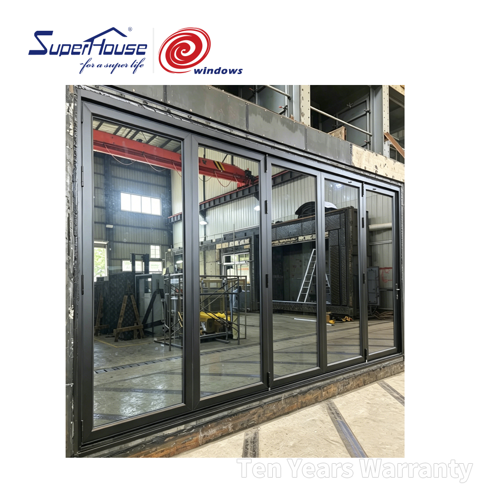 Superhosue Bulletproof Double Glazing Exterior Accordion Doors with Locks