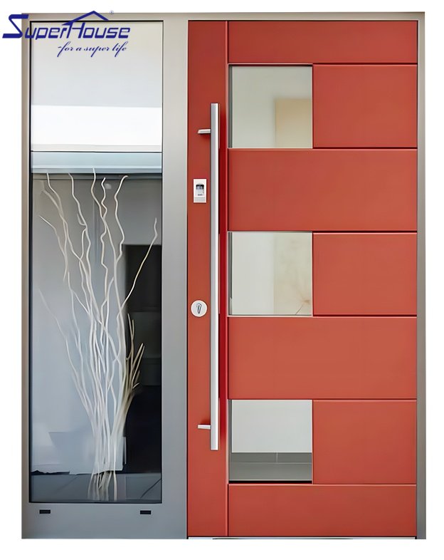 NOA NFRC Hurricane Proof Aluminum Front Entry Door Modern Villa Exterior Casement Door Windproof Waterproof Glass Door