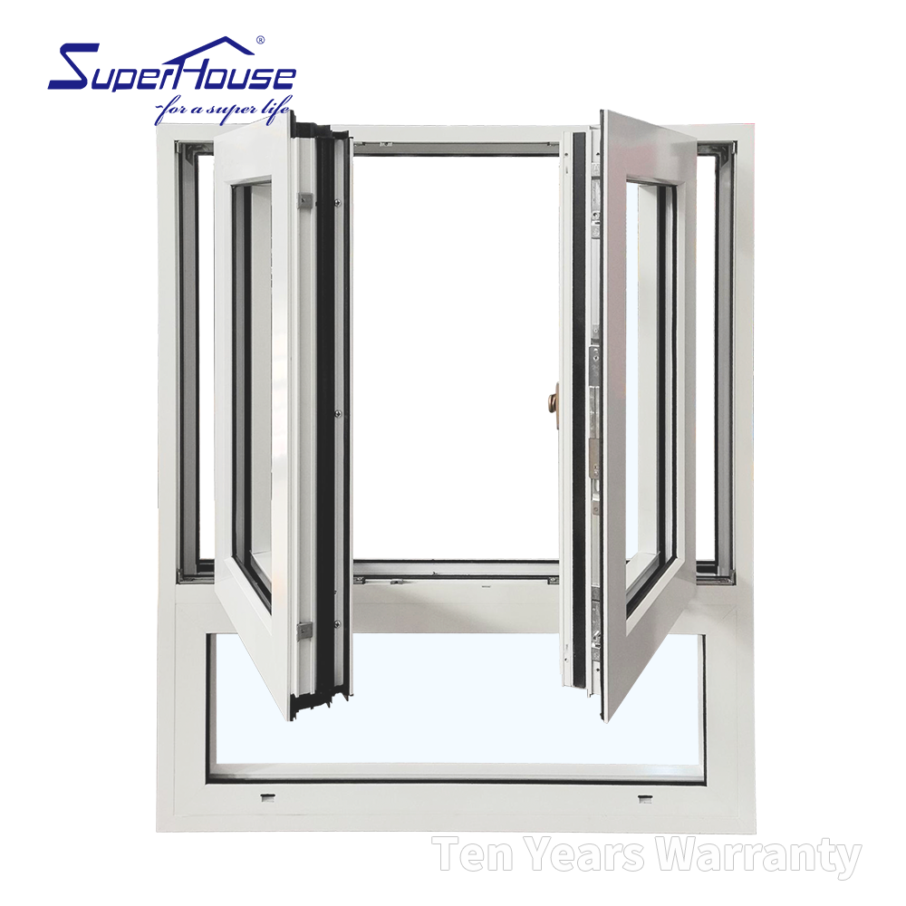 Minimalist White Aluminum Window New Design Double Tempered Glass NOA Casement Picture Combo Window for Residential Houses