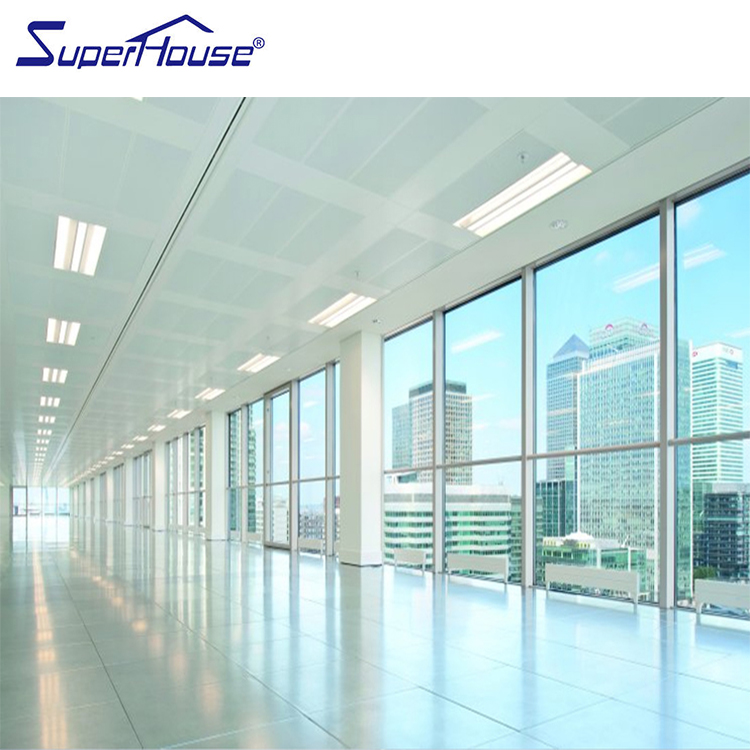 Hurricane Impact Fixed window wall USA Caribbean commercial project use large size 96PSF Miami-dade NOA standard storefront