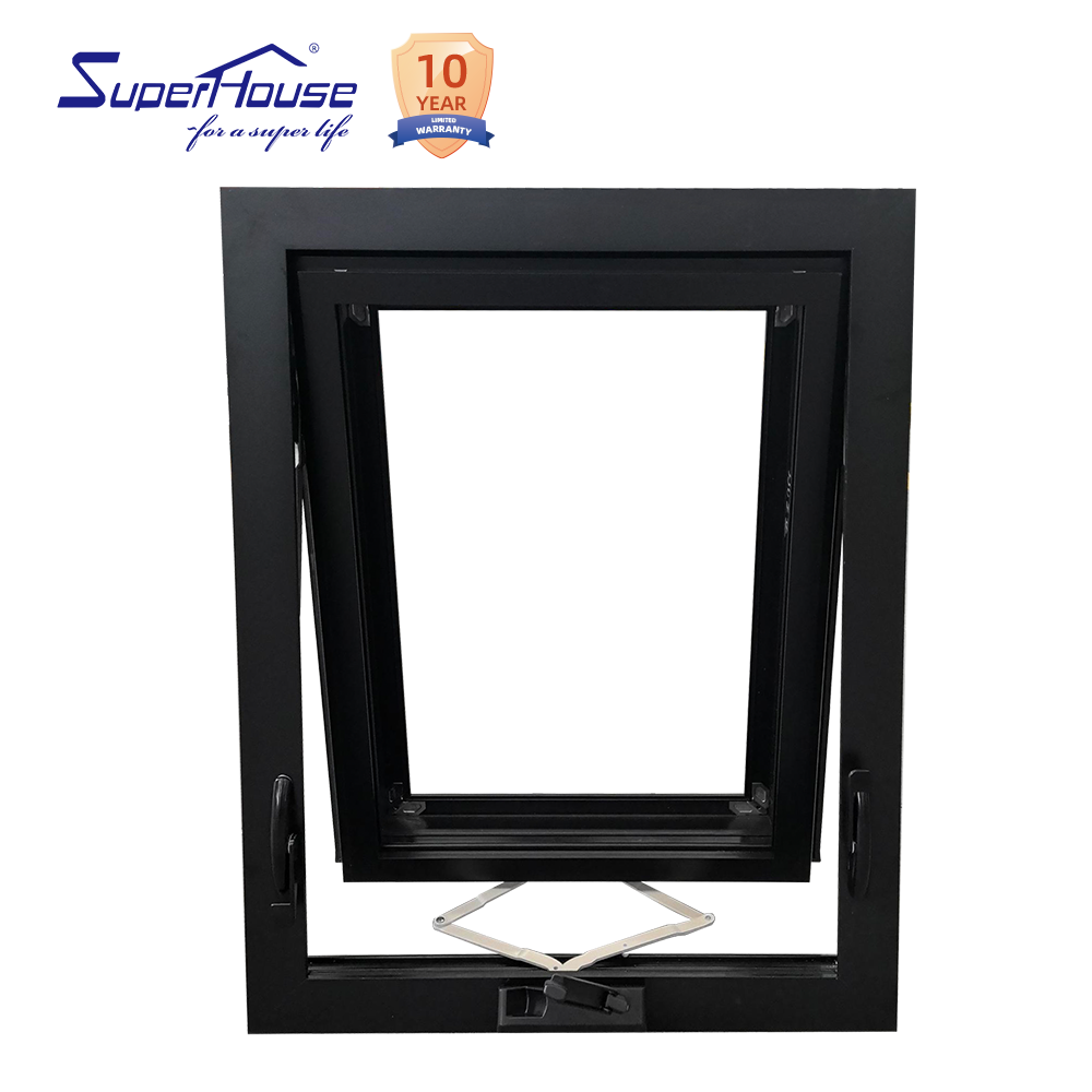 Weather Insulated Manual Swing Casement Windows Modern Soundproof Hand Crank Aluminum Windows for Coastal Residential Homes