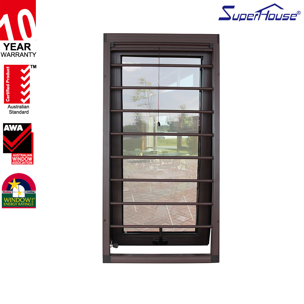 Heavy Duty Aluminum Air Tight Glass Hurricane Impact Resistant Soundproof Tempered Glass Anti-theft Black Awning Window