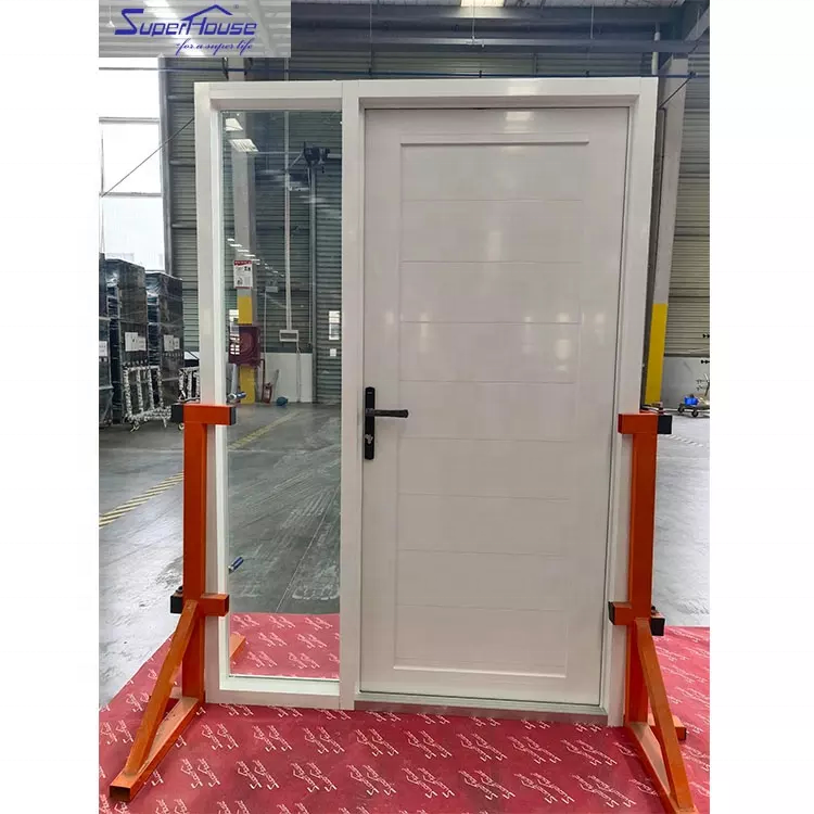 Entrance Front Used clear Anodized Aluminium Insulated Luxury Pivot Swing Glass Door with Smart Lock and Big Handle
