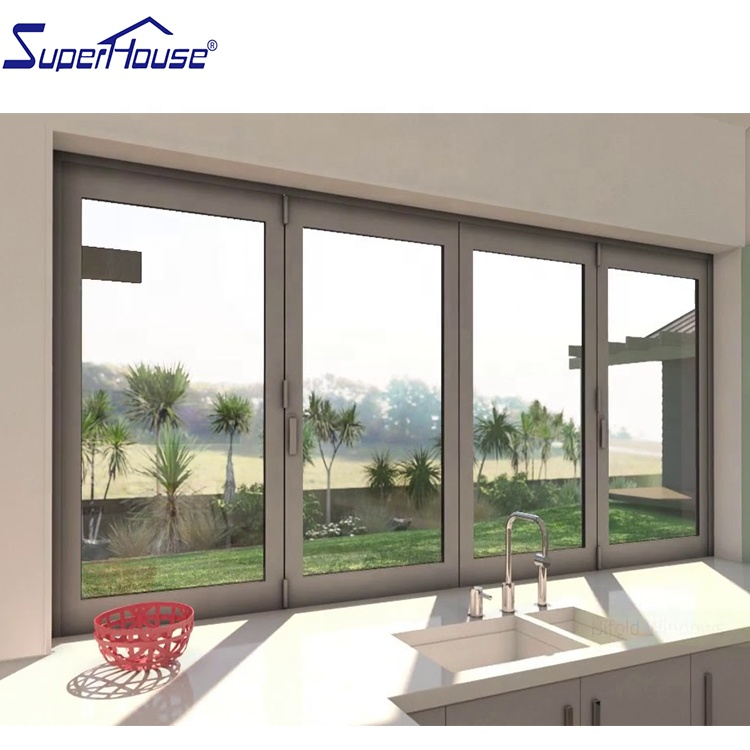 NFRC Impact  Aluminium Bi Folding Window Aluminum Frame Tempered Glass Window Balcony Window for House