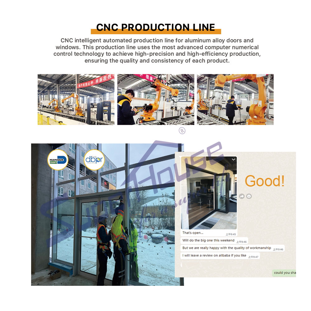 NFRC Certificated High Quality with Double Glass for Balcony Kitchen and Commercial Use Aluminum Folding Window