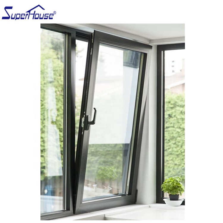 Tilt and Turn Window Aluminum Frame Double Glazed Glass Inward Opening Inward Tilt Design for Residential House Villa Apartment