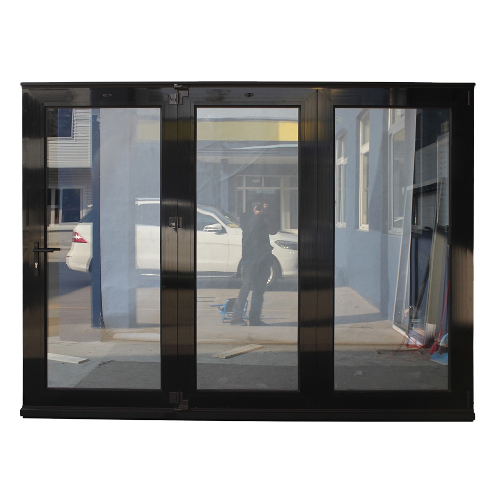 Germany Design Black Thermal Break Heat Insulation NFRC Patio Glass Door Exterior Aluminum Folding Doors Patio Bifold Doors