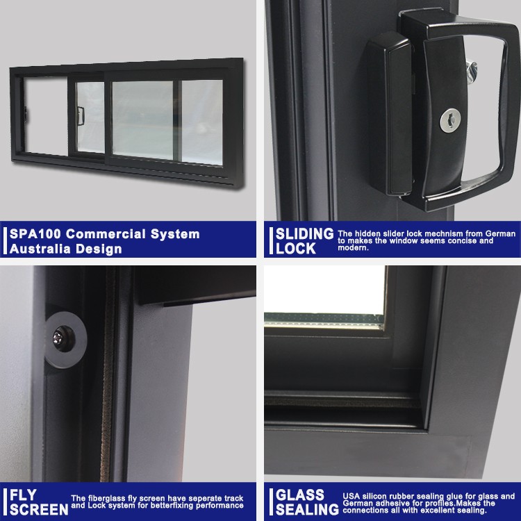 Australia AS2047 Aluminum Sliding Window Custom Powder Coat Color High Reflective Privacy Glass for Residential Project