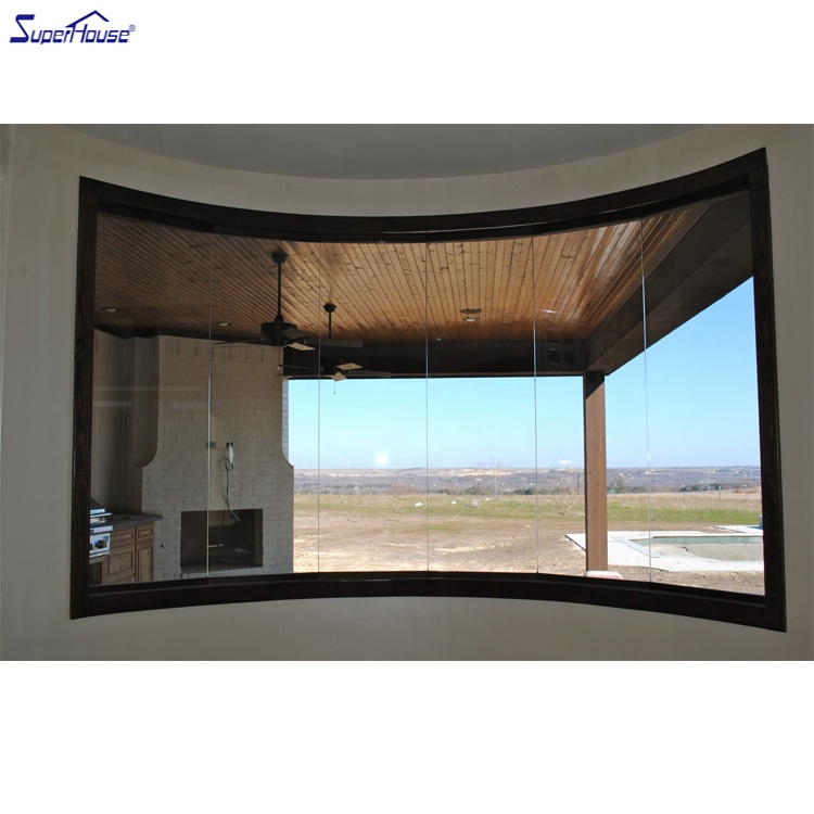 Durable Commercial Window Wall USA Standard Curved Aluminium Fixed windows Double Tempered Glass Shopfront Window Wall