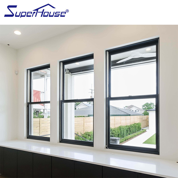 Aluminum Hung Windows Modern Vertical Sliding Design for Villa With Flyscreen