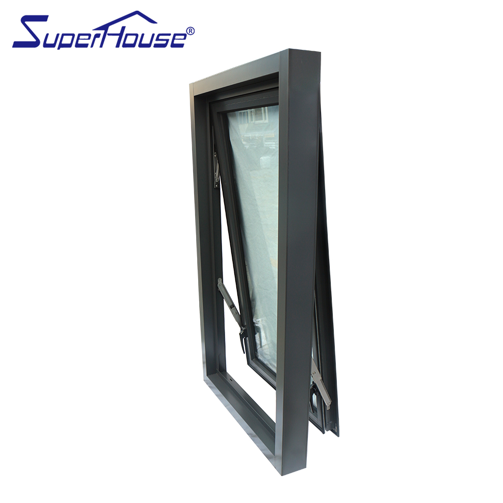 Modern Horizontal Double Glazed Aluminum Alloy Stainless Steel Mosquito Net Sash Manual Opening Style Aluminum Awning Window