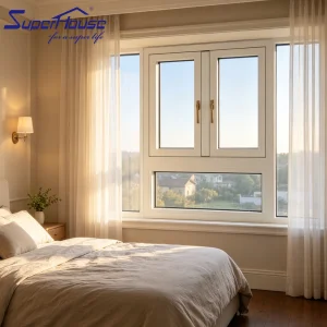 Minimalist White Aluminum Window New Design Double Tempered Glass NOA Casement Picture Combo Window for Residential Houses