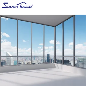 Hurricane Impact Fixed window wall USA Caribbean commercial project use large size 96PSF Miami-dade NOA standard storefront