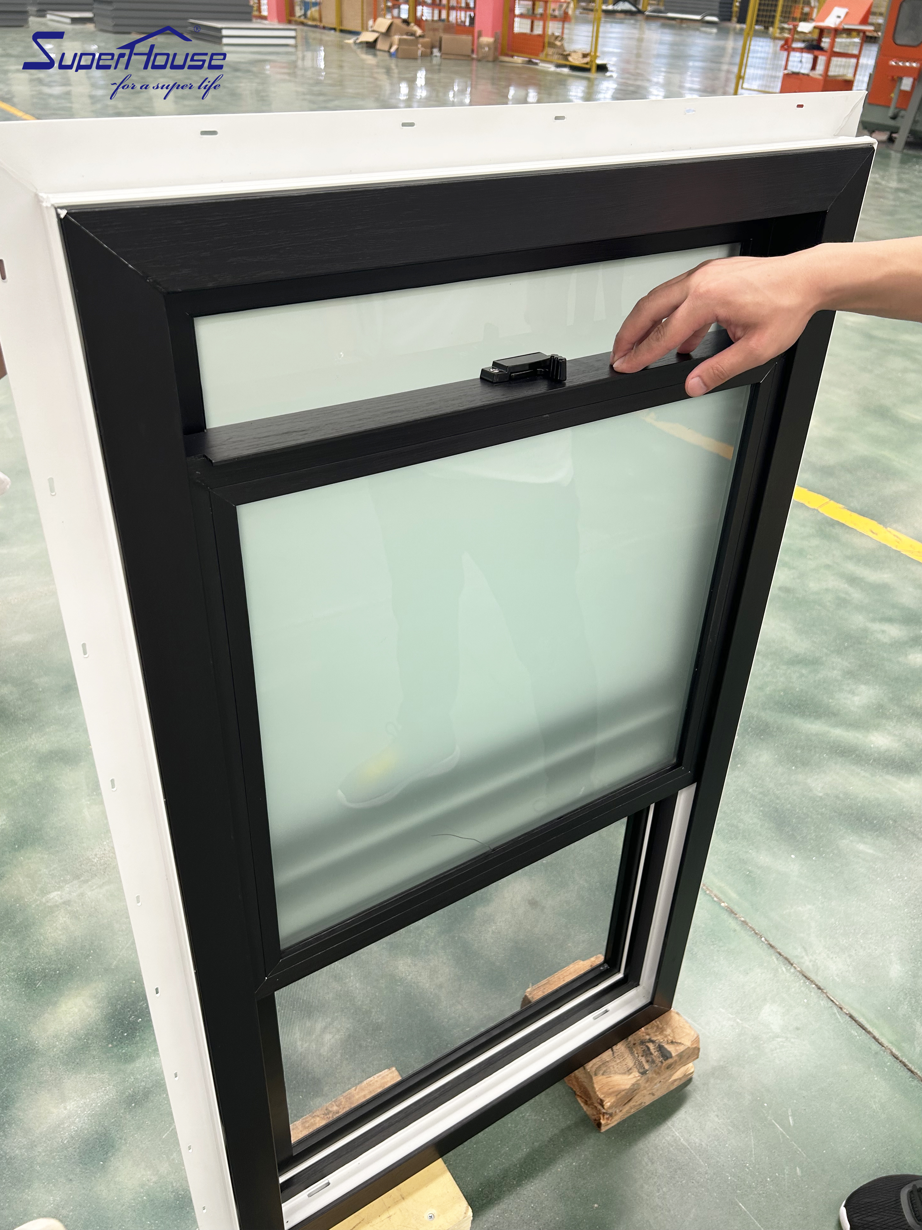 Selling at Half Price Ready to Ship Black PVC Double Glass Hung Windows With Nail Fin for Direct Installation