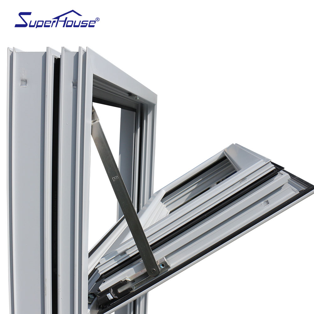 Superhouse Australian Standard Double Glazed Awning Window AS2047 With Fixed Panel Chain Winder Aluminum Window
