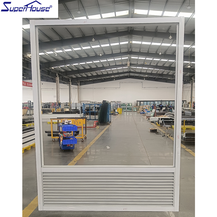 Florida commercial Hotel window Hurricane Impact bronze anodized aluminum room window with PTAC louver storefront & panic door