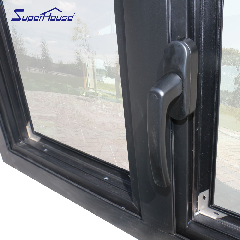 Superhouse Thermal Break Swing Opening Soundproof Waterproof for House and Villa Black Aluminum Tilt and Turn Window