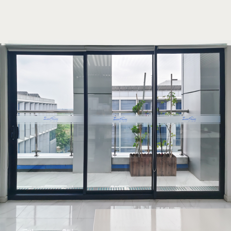 Multi-Track Stacker Door Florida Hurricane Reflective Privacy Glass D-Type Handle Anti-Pinch Design for Living Room Balcony