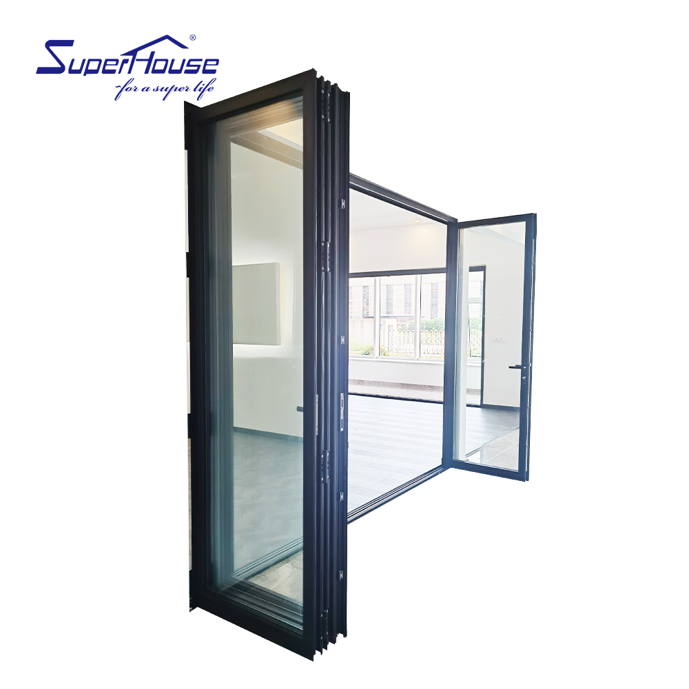 AAMA NOA Certified Aluminum Bifold Door Hurricane Impact Laminated Glass Multi-Point Lock Patio Entrance Windproof Anti-Theft