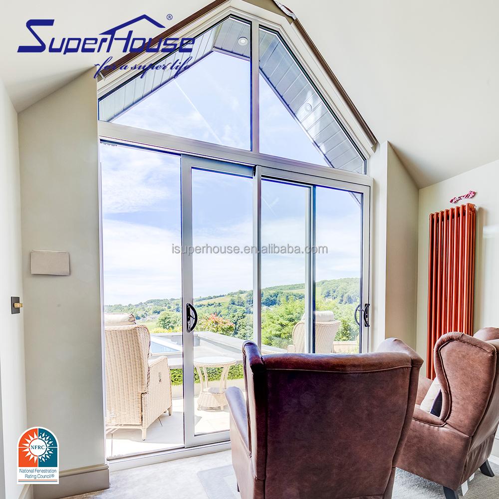 Commercial High Quality Impact Resistance Simple Design Sliding Door Aluminum Slide Impact Door Glass Sliding Doors
