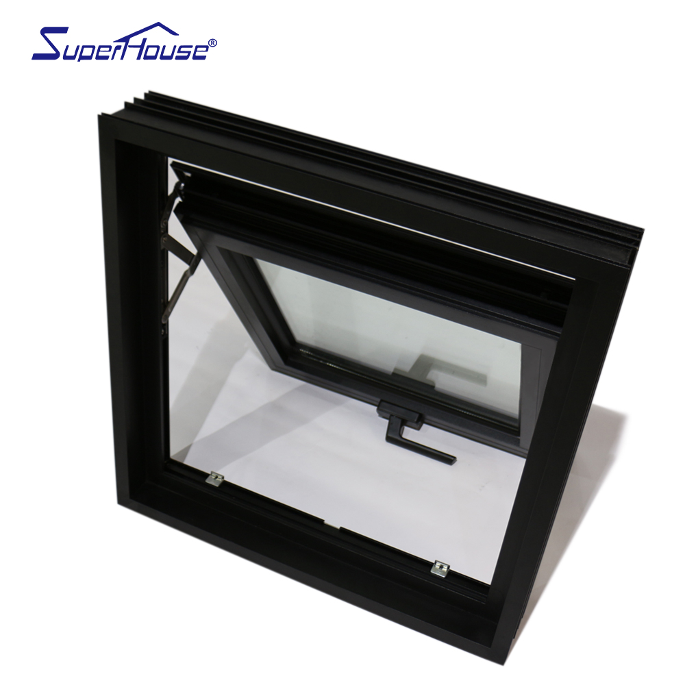 Florida Certified Hurricane Proof Awning Window Black Frame Laminated Insulated Glass Bullet Proof  for Kitchen Bathroom